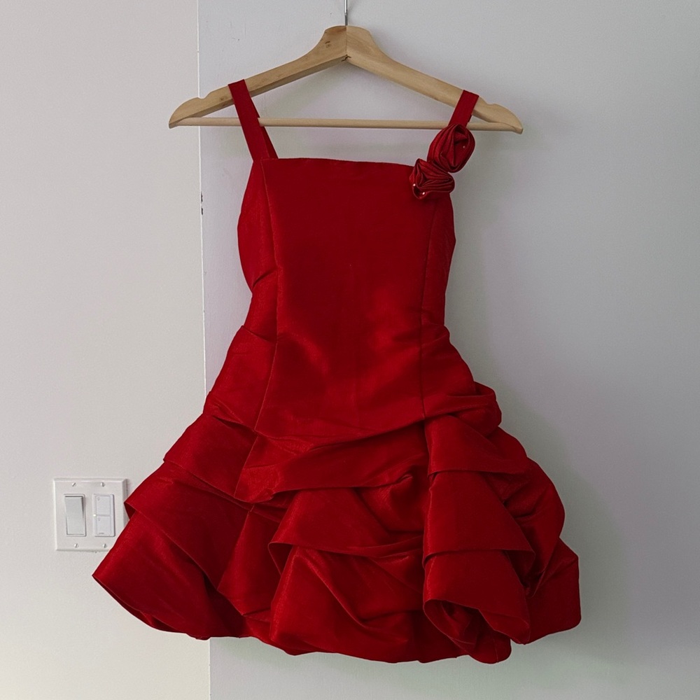 Girls' Red Formal Tiered Ruffle Dress